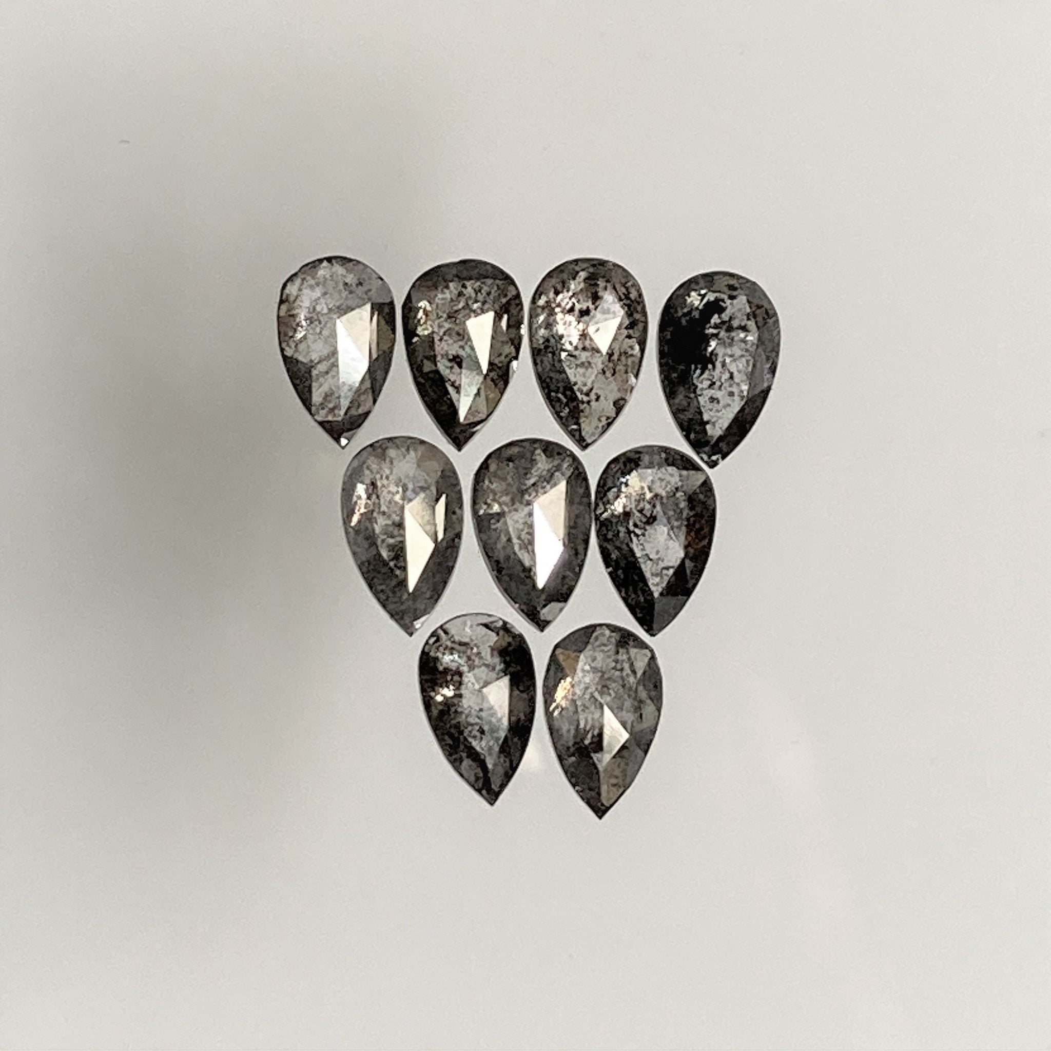 1.04 Ct Pear Shape Natural Loose Diamond 9 Pcs, 3.90 To 4.00 mm, Salt and Pepper Pear Shape Natural Loose Diamond SJ68/109