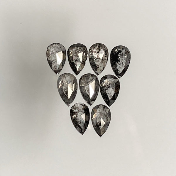 1.04 Ct Pear Shape Natural Loose Diamond 9 Pcs, 3.90 To 4.00 mm, Salt and Pepper Pear Shape Natural Loose Diamond SJ68/109