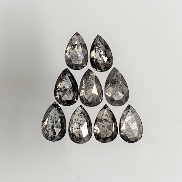 1.04 Ct Pear Shape Natural Loose Diamond 9 Pcs, 3.90 To 4.00 mm, Salt and Pepper Pear Shape Natural Loose Diamond SJ68/109
