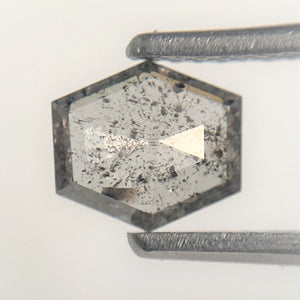 0.60 Ct Hexagon shape natural diamond, 5.91 mm x 6.56 mm x 1.64 mm Hexagon Shape Gray & black salt and pepper diamond SJ94/86