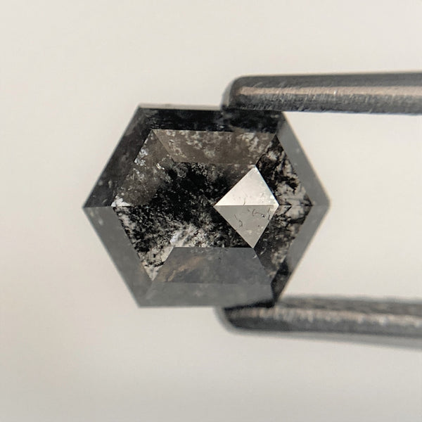 1.12 Ct Black Gray Hexagon Shape Natural Loose Diamond, 6.81 mm x 5.55 mm x 3.18 mm Black Gray Hexagon Cut loose diamond SJ95/22