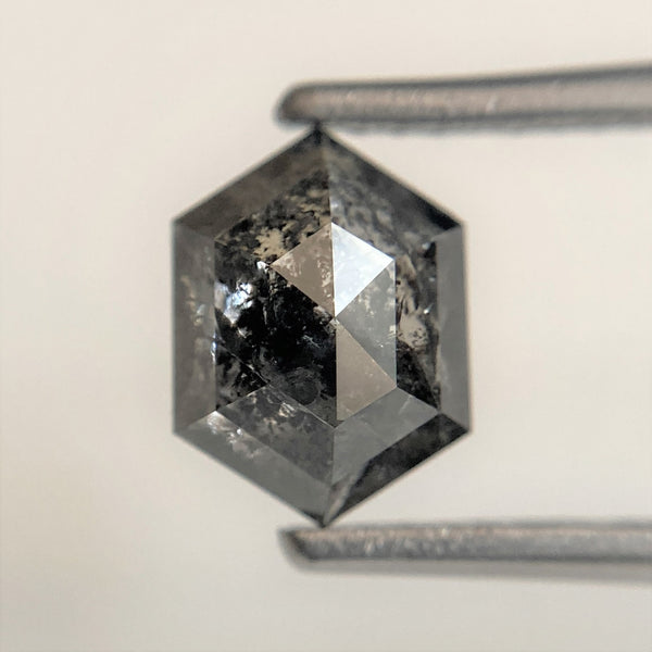 1.61 Ct Black Gray Hexagon Shape Natural Loose Diamond, 7.84 mm x 5.82 mm x 3.96 mm Black Gray Hexagon Cut loose diamond SJ95/23