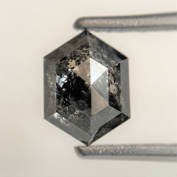 1.61 Ct Black Gray Hexagon Shape Natural Loose Diamond, 7.84 mm x 5.82 mm x 3.96 mm Black Gray Hexagon Cut loose diamond SJ95/23