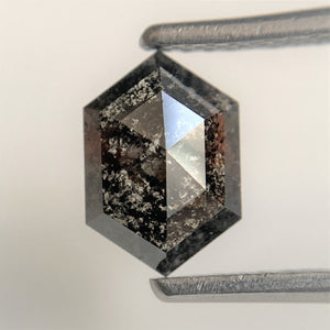 0.93 Ct Black Gray Hexagon Shape Natural Loose Diamond, 8.24 mm x 5.70 mm x 2.43 mm Black Gray Hexagon Cut loose diamond SJ95/25