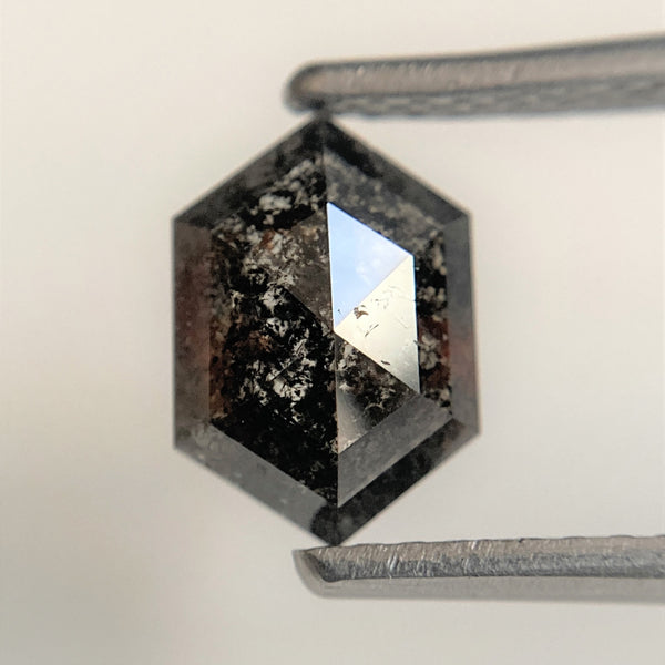 0.93 Ct Black Gray Hexagon Shape Natural Loose Diamond, 8.24 mm x 5.70 mm x 2.43 mm Black Gray Hexagon Cut loose diamond SJ95/25