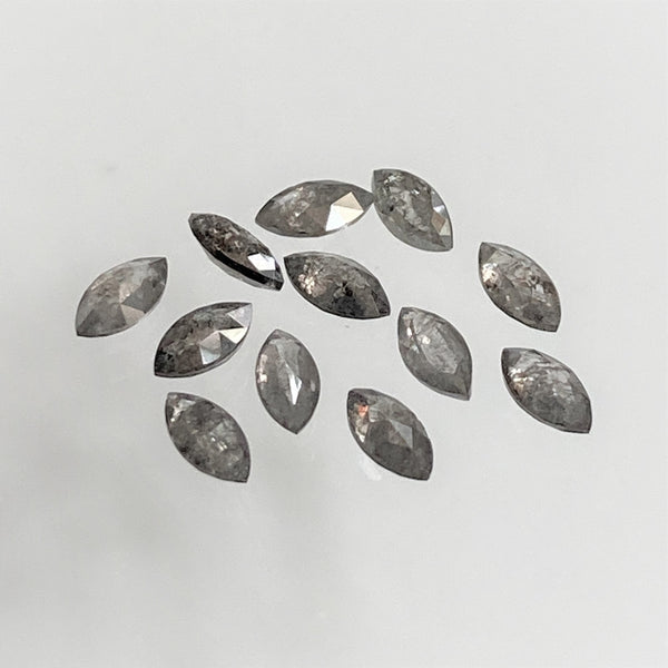 1.17 Ct Salt and Pepper Marquise Shape Diamonds 12 pcs , 2.00 x 4.00 mm Marquise Shape Natural Loose Diamonds ,full-Cut Diamond Lot SJ68/98