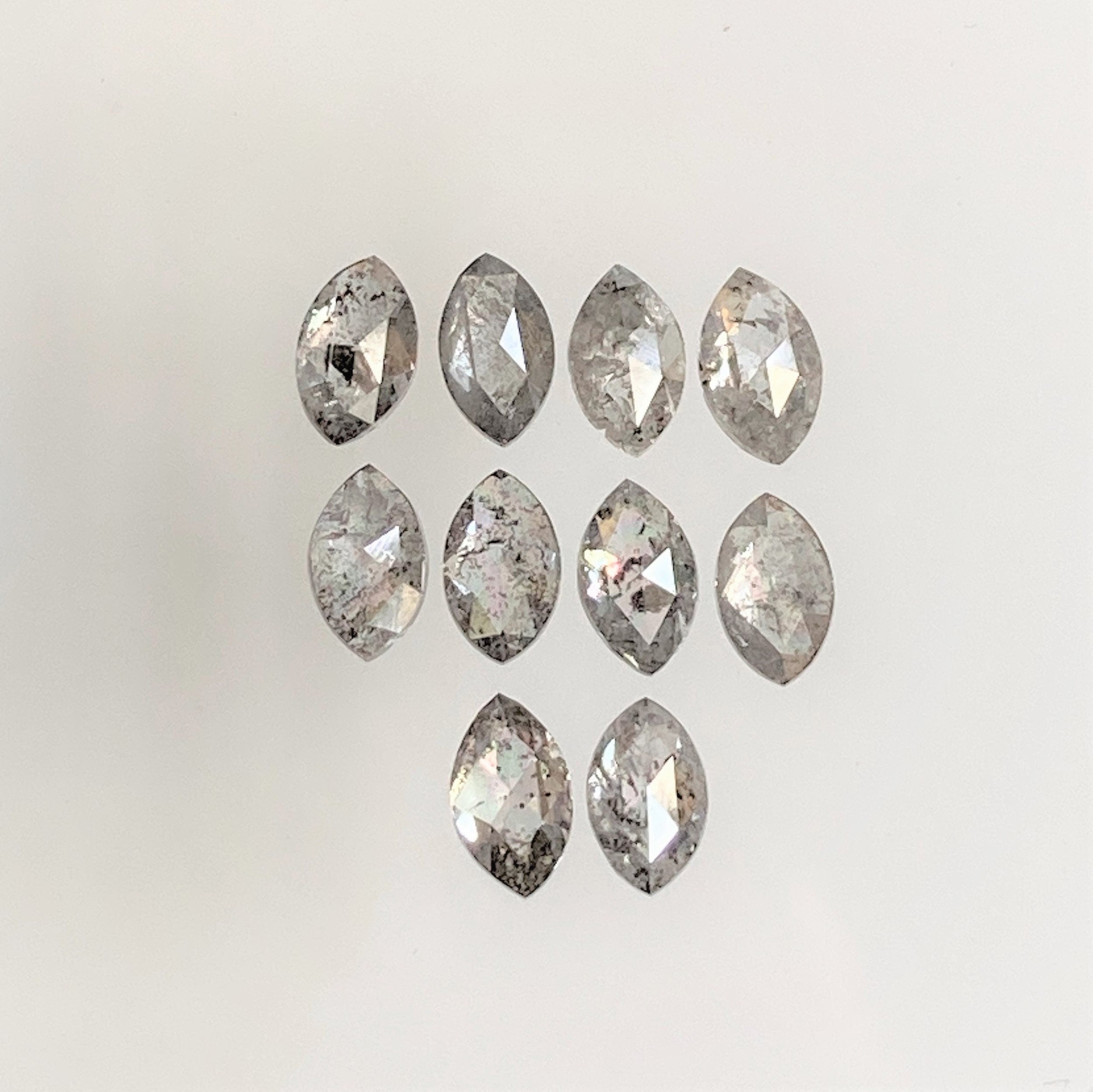 0.45 Ct Grey Marquise Shaped Natural Rose Cut Loose Diamond, 6.61 mm x 3.59 mm x 2.33 mm Salt & pepper Rose Cut Loose outlets Diamond SJ43/18