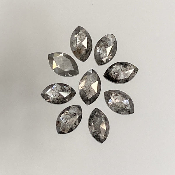 1.01 Ct Salt and Pepper Marquise Shape Diamonds 9 pcs , 4.00 x 2.50 mm Marquise Shape Natural Loose Diamonds ,full-Cut Diamond Lot SJ68/100