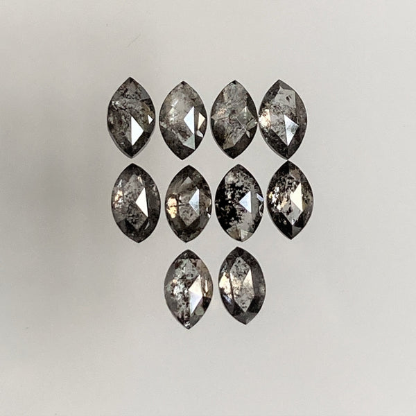 1.07 Ct Salt and Pepper Marquise Shape Diamonds 10 pcs, 4.00 x 2.50 mm Marquise Shape Natural Loose Diamonds, full-Cut Diamond Lot SJ68/101