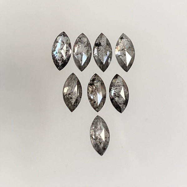 1.01 Ct Salt and Pepper Marquise Shape Diamonds 8 pcs , 5.00 x 2.50 mm Marquise Shape Natural Loose Diamonds ,full-Cut Diamond Lot SJ68/103