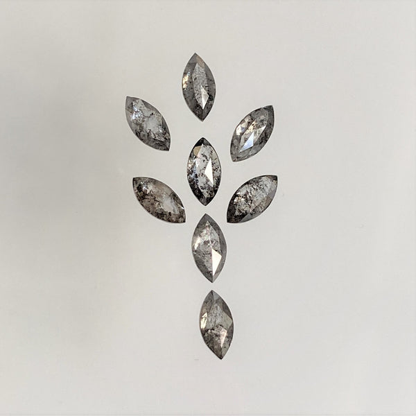 1.01 Ct Salt and Pepper Marquise Shape Diamonds 8 pcs , 5.00 x 2.50 mm Marquise Shape Natural Loose Diamonds ,full-Cut Diamond Lot SJ68/103