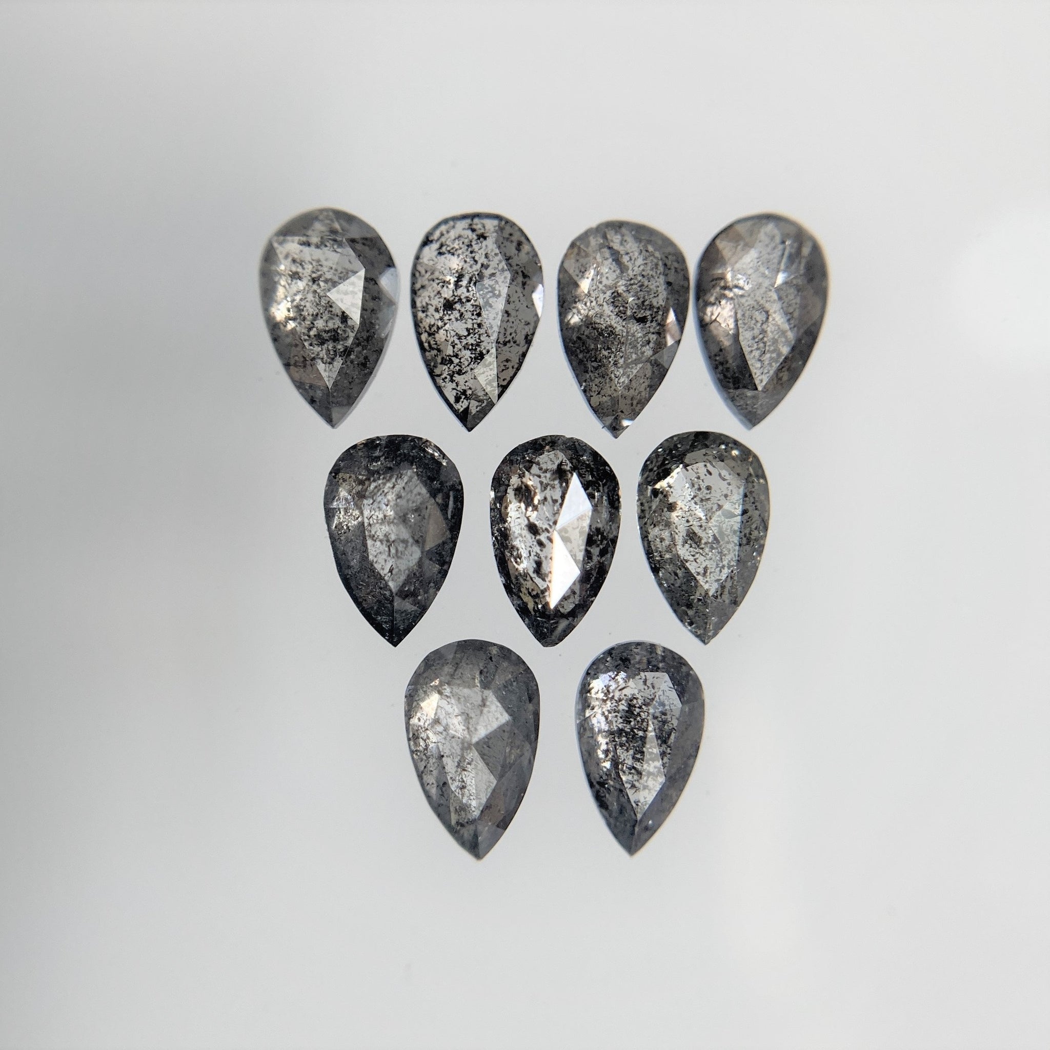 0.97 Ct Pear Shape Natural Loose Diamond 9 Pcs, 3.80 To 3.90 mm, Salt and Pepper Pear Shape Natural Loose Diamond SJ68/107