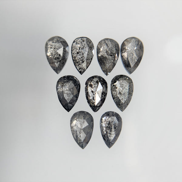 0.97 Ct Pear Shape Natural Loose Diamond 9 Pcs, 3.80 To 3.90 mm, Salt and Pepper Pear Shape Natural Loose Diamond SJ68/107