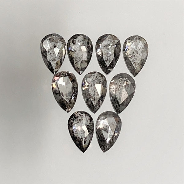 0.94 Ct Pear Shape Natural Loose Diamond 9 Pcs, 3.80 To 3.90 mm, Salt and Pepper Pear Shape Natural Loose Diamond SJ68/108