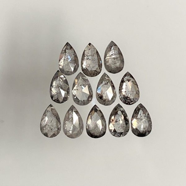 1.32 Ct Pear Shape Natural Loose Diamond 12 Pcs, 3.90 To 4.00 mm, Salt and Pepper Pear Shape Natural Loose Diamond SJ68/110