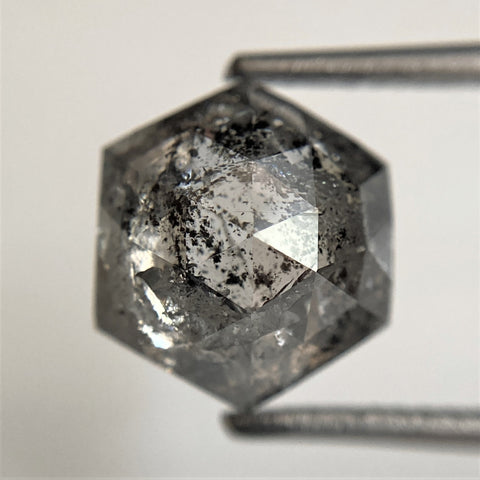 4.83 Ct Hexagon shape natural loose diamond 10.44 mm x 9.28 mm x 6.11 mm salt and pepper Step cut natural diamond for Halo Setting SJ96-03