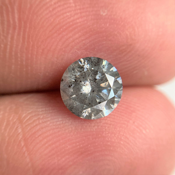 1.26 Ct Round Cut Natural Loose Diamond, 6.85 mm x 4.18 mm Round Shape Brilliant Cut Salt And Pepper i3 Clarity, Loose Diamond SJ97-12