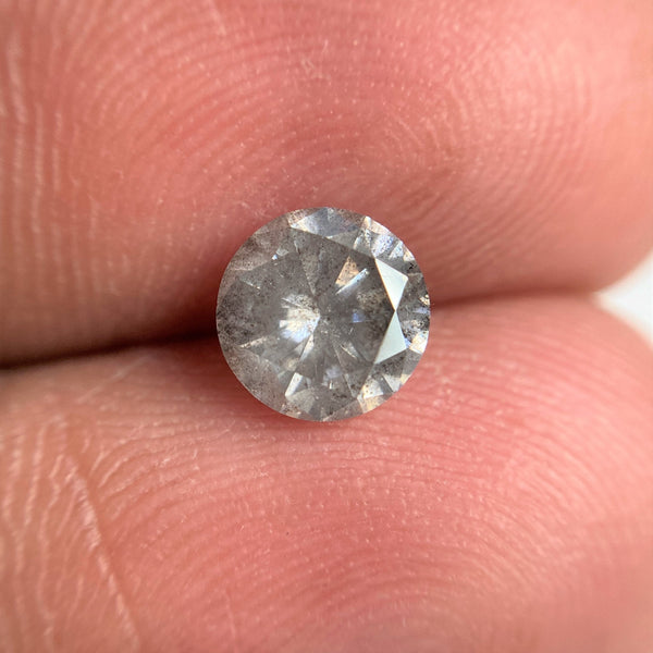 1.01 Ct Natural Salt and Pepper Brilliant Cut Diamond 6.23 mm x 3.88 mm Grey Black Color Loose Diamonds, Natural Loose Diamond SJ97-38