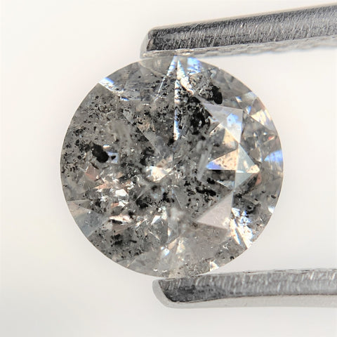 1.15 Ct Round Cut Natural Loose Diamond, 6.57 mm x 4.17 mm Round Shape Brilliant Cut Salt And Pepper i3 Clarity, Loose Diamond SJ98-05