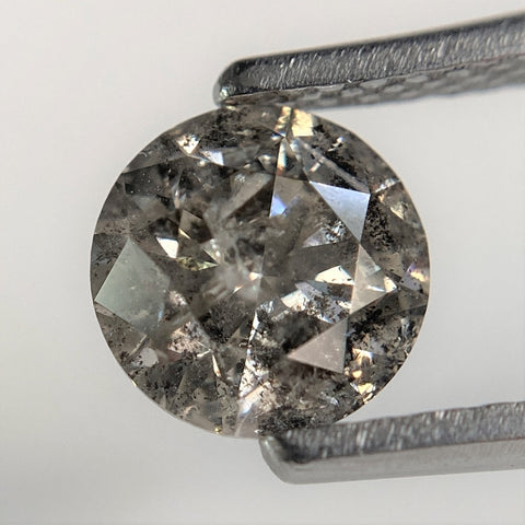 1.03 Ct Natural Loose Diamond, 6.28 mm x 4.00 mm Round Shape Brilliant Cut Salt And Pepper Color i3 Clarity, Round Loose Diamond SJ98-13