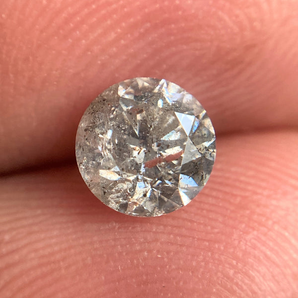 0.92 Ct Natural Salt and Pepper Brilliant Cut Diamond, 6.02 mm x 3.87 mm Fancy color Loose Diamonds, Natural Loose Diamond SJ98-20