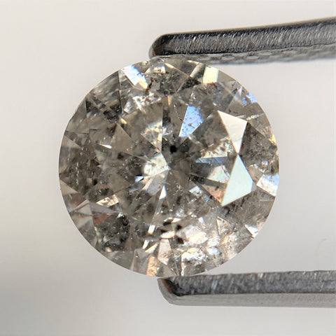 1.47 Ct Round Cut Natural Loose Diamond, 7.08 mm x 4.48 mm Round Shape Brilliant Cut Salt And Pepper i3 Clarity, Loose Diamond SJ99-03