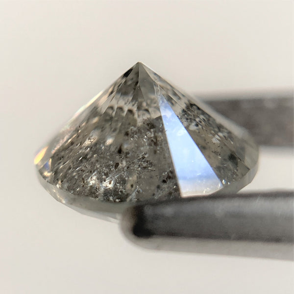 1.39 Ct Round Cut Natural Loose Diamond, 6.84 mm x 4.43 mm Round Shape Brilliant Cut Salt And Pepper i3 Clarity, Loose Diamond SJ99-04