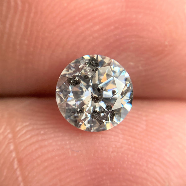 1.04 Ct Natural Loose Diamond, 6.21 mm x 4.02 mm Round Shape Brilliant Cut Salt And Pepper Color i3 Clarity, Round Diamond SJ99-46