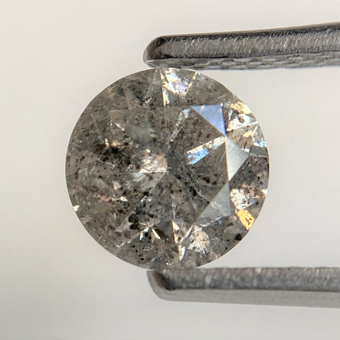 1.04 Ct Natural Loose Diamond, 6.16 mm x 4.12 mm Round Shape Brilliant Cut Salt And Pepper Color i3 Clarity, Round Diamond SJ99-49