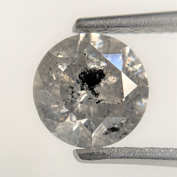 1.70 Ct Natural Salt and Pepper Brilliant Cut Diamond 7.44 mm x 4.76 mm Grey Black Color Loose Diamonds, Natural Loose Diamond SJ97-01