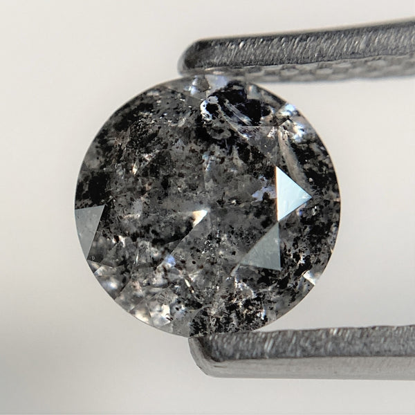 0.95 Ct Round Cut Natural Loose Diamond, 6.07 mm x 3.93 mm Round Shape Brilliant Cut Salt And Pepper i3 Clarity, Loose Diamond SJ97-13
