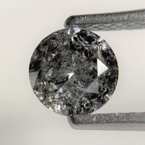 0.95 Ct Round Cut Natural Loose Diamond, 6.07 mm x 3.93 mm Round Shape Brilliant Cut Salt And Pepper i3 Clarity, Loose Diamond SJ97-13