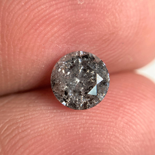 0.95 Ct Round Cut Natural Loose Diamond, 6.07 mm x 3.93 mm Round Shape Brilliant Cut Salt And Pepper i3 Clarity, Loose Diamond SJ97-13