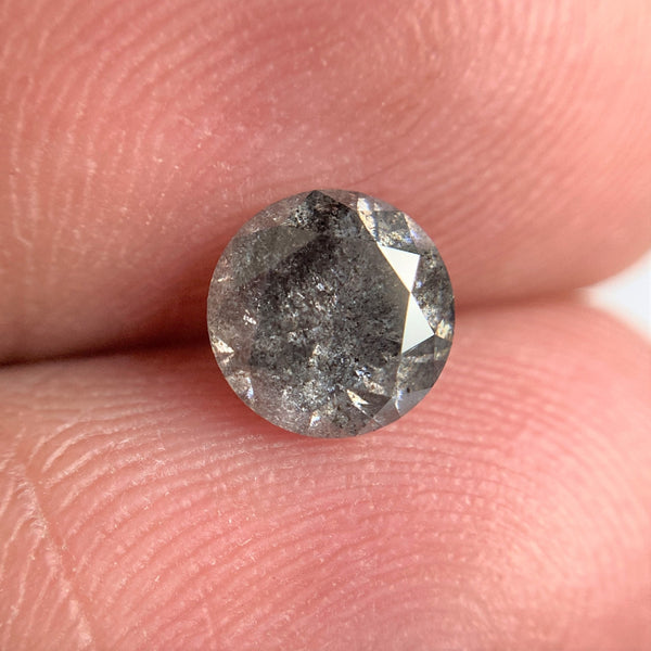 0.94 Ct Natural Loose Diamond Round Brilliant Cut Fancy Gray Black Color i3 Clarity 6.00 mm x 3.98 mm Size, Salt and Pepper Diamond SJ97-32