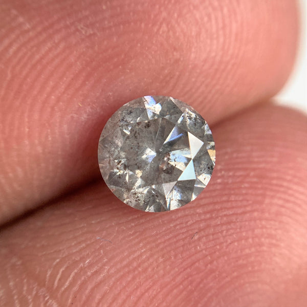 1.00 Ct Natural Salt and Pepper Brilliant Cut Diamond 6.09 mm x 3.98 mm Grey Black Color Loose Diamonds, Natural Loose Diamond SJ97-34