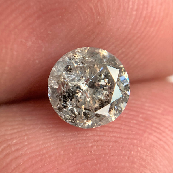 1.07 Ct Natural Salt and Pepper Brilliant Cut Diamond 6.25 mm x 4.03 mm Grey Black Color Loose Diamonds, Natural Loose Diamond SJ97-35