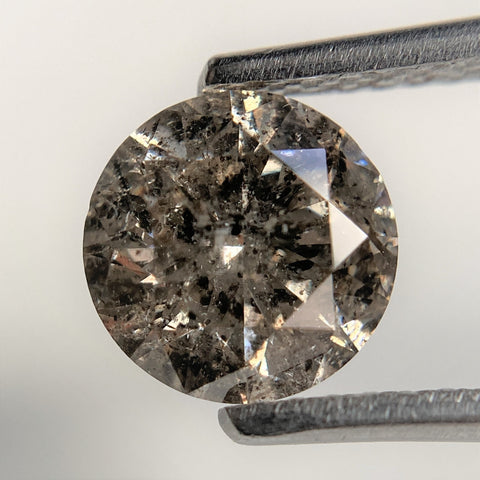 1.36 Ct Round Cut Natural Loose Diamond, 6.95 mm x 4.30 mm Round Shape Brilliant Cut Salt And Pepper i3 Clarity, Loose Diamond SJ98-02