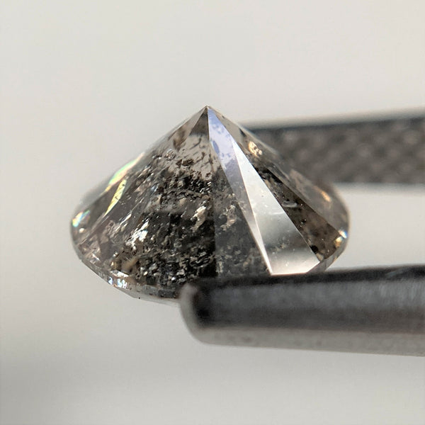 1.30 Ct Round Cut Natural Loose Diamond, 6.79 mm x 4.36 mm Round Shape Brilliant Cut Salt And Pepper i3 Clarity, Loose Diamond SJ98-03