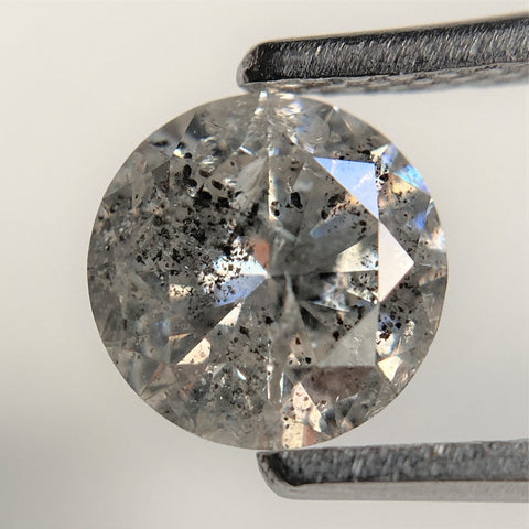 1.15 Ct Round Cut Natural Loose Diamond, 6.57 mm x 4.10 mm Round Shape Brilliant Cut Salt And Pepper i3 Clarity, Loose Diamond SJ98-04