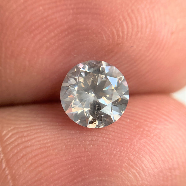 1.00 Ct Natural Loose Diamond, 6.24 mm x 3.96 mm Round Shape Brilliant Cut Salt And Pepper Color i3 Clarity, Round Loose Diamond SJ98-11