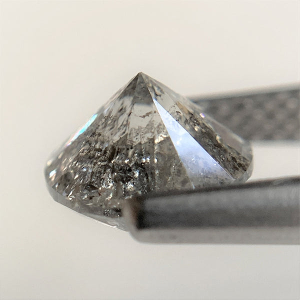 1.51 Ct Round Cut Natural Loose Diamond, 6.89 mm x 4.73 mm Round Shape Brilliant Cut Salt And Pepper i3 Clarity, Loose Diamond SJ99-01