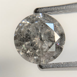 1.37 Ct Round Cut Natural Loose Diamond, 6.84 mm x 4.40 mm Round Shape Brilliant Cut Salt And Pepper i3 Clarity, Loose Diamond SJ99-06