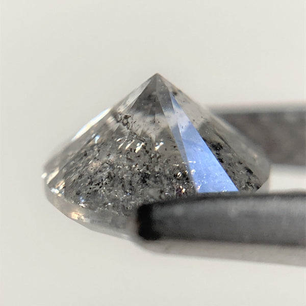 1.20 Ct Salt and Pepper Brilliant Cut Natural Diamond, 6.43 mm x 4.27 mm Grey & Black Loose Diamonds, Natural Loose Diamond SJ99-14