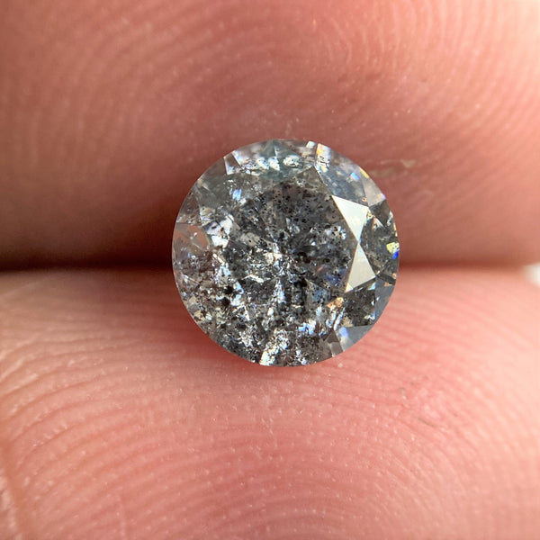 1.12 Ct Round Shape Brilliant Cut Salt And Pepper Natural Loose Diamond, 6.47 mm x 3.98 mm, Round Shape Diamond SJ99-21