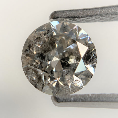 1.10 Ct Round Shape Brilliant Cut Salt And Pepper Natural Loose Diamond, 6.40 mm x 4.09 mm, Round Shape Diamond S99-24