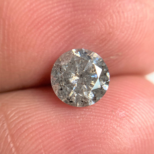 1.08 Ct Natural Salt and Pepper Brilliant Cut Diamond 6.48 mm x 3.99 mm Grey Black Color Loose Diamonds, Natural Loose Diamond SJ99-31