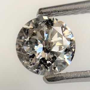 1.04 Ct Natural Loose Diamond, 6.21 mm x 4.02 mm Round Shape Brilliant Cut Salt And Pepper Color i3 Clarity, Round Diamond SJ99-46