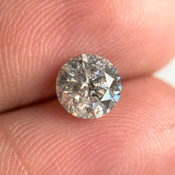 1.03 Ct Natural Salt and Pepper Brilliant Cut Diamond 6.26 mm x 3.98 mm Grey Black Color Loose Diamonds, Natural Loose Diamond SJ99-56