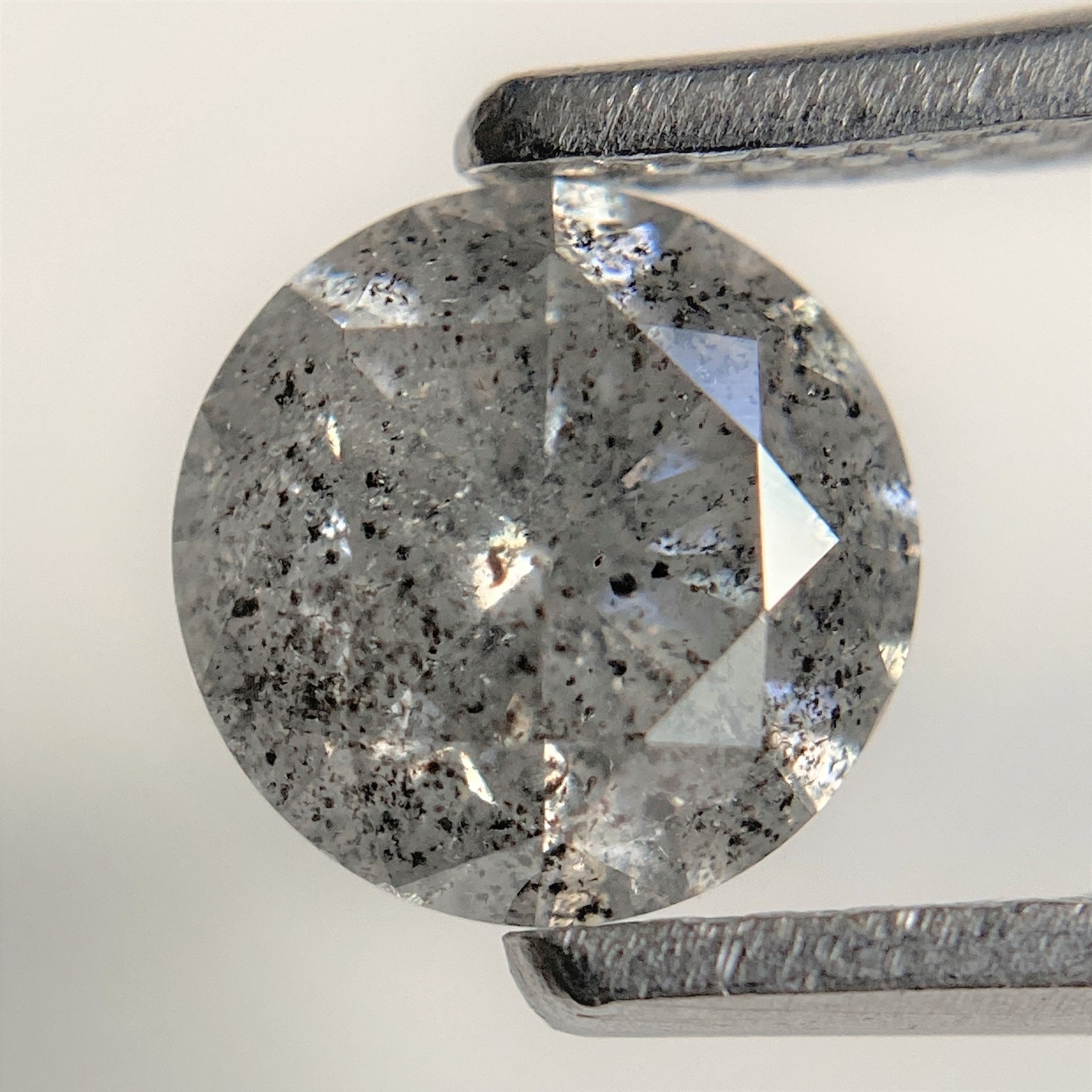 1.02 Ct Salt and Pepper Brilliant Cut Natural Diamond, 6.20 mm x 3.96 mm Grey & Black Loose Diamonds, Natural Loose Diamond SJ99-59