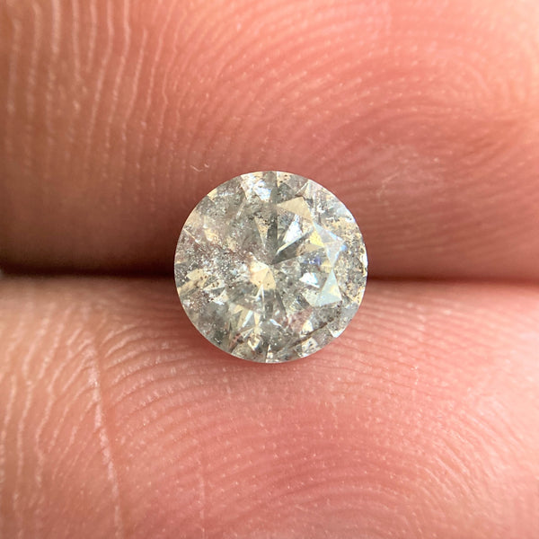 0.97 Ct Natural Loose Diamond Round Brilliant Cut Light Grey Salt And Pepper Color i3 Clarity 6.22 mm x 3.86 mm Size, Round Diamond SJ99-77